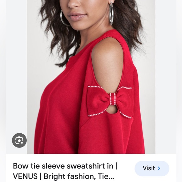 Cold shoulder bow sweater - Picture 1 of 7